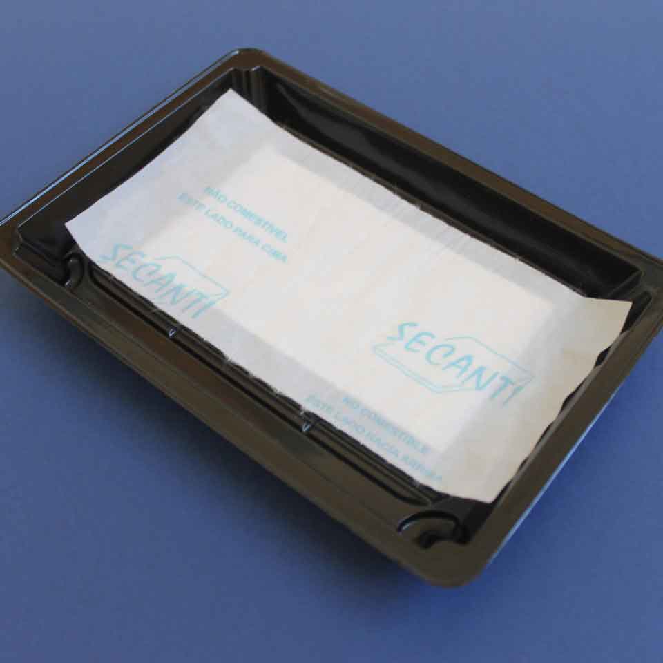 Absorbent Food Pad - Secanti - 50mL - Aspecto em embalagem preta.